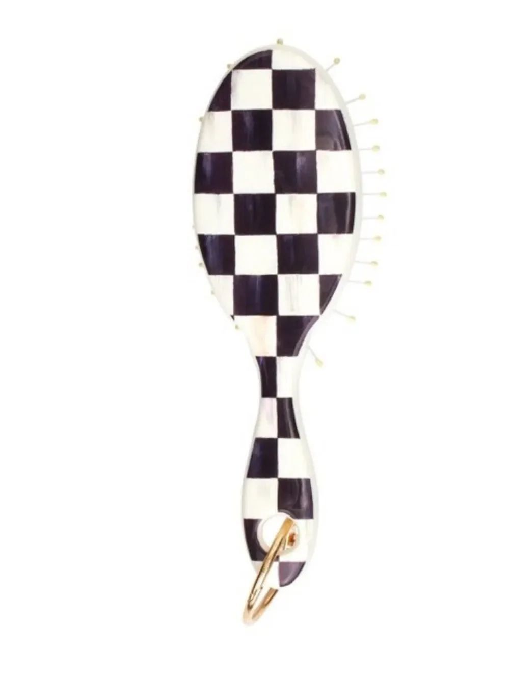 Wet brush x Mackenzie-Childs Keychain Detangler Brush White Black Courtly Check
